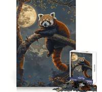 Rompecabezas de 1000 Piezas Red Panda Moon Tree Night para Adultos y Adolescentes Juguete Intelectual para el hogar Disfrute de un Corte de Calidad Regalo clásico (50x75cm)