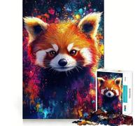 Rompecabezas de 1000 Piezas Red Panda Splash Art para Adolescentes Juguete para ejercitar la Mente Diseño Relajante para armar Regalo Ideal (38x26cm)