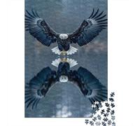 Rompecabezas de 1000 Piezas Reflejo Águila Arte Simétrico para Adultos, Juego Educativo Difícil y Desafiante 52x38cm/1000pcs