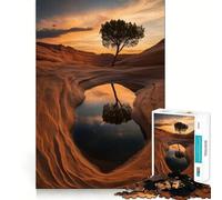 Rompecabezas de 1000 Piezas Reflejo de árbol en una Piscina del Desierto Encaja a la perfección Arte para estimular el Cerebro Juego para Relajarse Arte navideño para la Pared (38x26cm)
