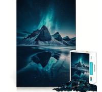 Rompecabezas de 1000 Piezas Reflejo de montaña bajo la Aurora Boreal para Adolescentes Fortalece la Memoria Ideal para el hogar y el Ocio Bordes limpios Un Regalo entrañable (38x26cm)