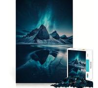 Rompecabezas de 1000 Piezas Reflejo de montaña bajo la Aurora Boreal para Adultos Juguete para la Mente Alivia la ansiedad Bordes precisos Regalo Original (38x52cm)