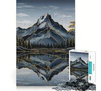 Rompecabezas de 1000 Piezas Reflejo de montaña con Detalles Dorados para Adolescentes Juguete Intelectual para fomentar el Tiempo en Familia Corte de Calidad Regalo Memorable (38x52cm)