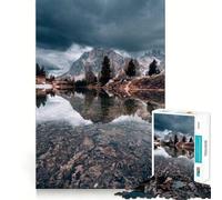 Rompecabezas de 1000 Piezas Reflejo de montaña en Aguas tranquilas para Adultos y Adolescentes Juguete de lógica para Relajarse Corte de precisión Regalo Ideal (38x26cm)