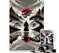 Rompecabezas de 1000 Piezas Reflejo de samurái en Paisaje monocromático para Adolescentes Juguete de lógica Tipo Tren Divertido y silencioso Corte Suave Un Regalo Encantador (50x75cm)