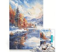 Rompecabezas de 1000 Piezas Reflejo del Amanecer Invernal Juego práctico para ejercitar la Mente y Las Manos cumpleaños y Navidad 38x26cm