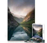 Rompecabezas de 1000 Piezas Reflejo del fiordo Noruego para Adultos Regalo Ideal para Mejorar la Memoria y Relajarse Corte Premium Sorpresa cálida (38x26cm)