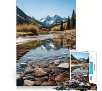 Rompecabezas de 1000 Piezas Reflejo en el río de la montaña para Adolescentes Juguete Intelectual para fomentar la convivencia Corte de Calidad Regalo Memorable (38x26cm)