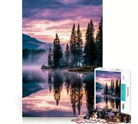 Rompecabezas de 1000 Piezas Reflejo Sereno en el Lago al Atardecer para Adultos Ideal para Mejorar la Memoria, aliviar el estrés y armar (38x52cm)