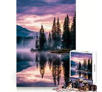 Rompecabezas de 1000 Piezas Reflejo Sereno en el Lago al Atardecer para Adultos Ideal para Mejorar la Memoria, aliviar el estrés y armar (38x52cm)