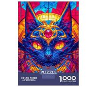 Rompecabezas De 1000 Piezas Regal Stained Glass Cat Rompecabezas para Adultos Juego De Ingenio Difícil Difícil Único Cumpleaños Y Regalos 70x50cm/1000pcs