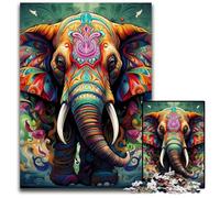 Rompecabezas de 1000 Piezas, Regalo artístico de Elefantes para Adultos, Ideal para Relajarse y desafiarse, decoración Colorida para el hogar, Regalo Ideal para Amigos, 26x38cm/10,23x14,96 Pulgadas.