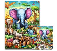 Rompecabezas de 1000 Piezas, Regalo artístico de Elefantes para Adultos, Ideal para Relajarse y desafiarse, decoración Colorida para el hogar, Regalo Ideal para Amigos, 26x38cm/10,23x14,96 Pulgadas.