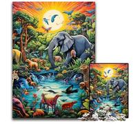 Rompecabezas de 1000 Piezas, Regalo artístico de Elefantes para Adultos, Ideal para Relajarse y desafiarse, decoración Colorida para el hogar, Regalo Ideal para Amigos, 26x38cm/10,23x14,96 Pulgadas.