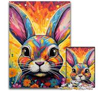 Rompecabezas de 1000 Piezas,Regalo de Arte Colorido,Rompecabezas de Conejo para Adultos,relajación y desafío,Arte Decorativo Colorido para el hogar,Regalo Ideal para Amigos,26x38cm