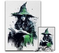 Rompecabezas de 1000 Piezas Regalo de Bruja póster de Acuarela Rompecabezas de Madera Ideal para Enamorados Navidad Año Nuevo San Valentín 1000 Piezas (75 x 50 cm)