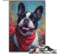 Rompecabezas de 1000 Piezas, Regalo de Bulldog francés Feliz para Adultos, 26x38cm, Juego Decorativo de Bricolaje Que desafía el Cerebro, Juguete Interactivo Familiar