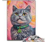 Rompecabezas de 1000 Piezas, Regalo de Gato Feliz, Rompecabezas para Adultos, 26x38cm, Juego Decorativo de Bricolaje Que desafía el Cerebro, Juguete Interactivo Familiar