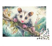Rompecabezas de 1000 Piezas Regalo Jardín del Ratón Mágico para Adultos Zarigüeya Linda en Rama Florida Premium Grueso Robusto Desafiante Difícil Alivio Estrés 38x26cm/1000pz