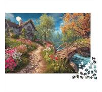 Rompecabezas de 1000 Piezas Regalo Paisaje Natural para Adultos Cabaña en Bosque de Otoño Premium Grueso Robusto Desafiante Difícil Alivio Estrés 52x38cm/1000pz