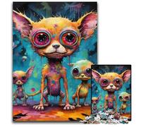 Rompecabezas de 1000 piezas, regalo psicodélico de chihuahua para adultos, ideal para relajarse y desafiarse, decoración colorida para el hogar, regalo ideal para amigos, 50x75cm/19,68x29,52 pulgadas.