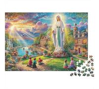 Rompecabezas de 1000 Piezas Regalo Visión Milagrosa para Adultos Pueblo de Nuestra Señora de Gracia Premium Grueso Robusto Vibrante Desafiante Difícil Alivio Estrés 70x50cm/1000pz