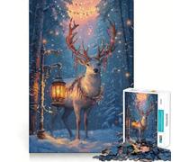 Rompecabezas de 1000 Piezas Renos en un país de Las Maravillas Invernal para Adolescentes Juguete Que estimula la lógica Diversión en Interiores Borde Premium Regalo Memorable (38x26cm)