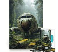Rompecabezas de 1000 Piezas Restos de avión Cubiertos de vegetación en el Bosque Juego Inteligente de Rompecabezas para Adolescentes Un Regalo Encantador para Pasar un Buen rato (38x52cm)