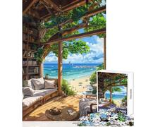 Rompecabezas de 1000 Piezas Retiro en una Villa Junto al mar Juego práctico y desafiante Decoración para el hogar Juguetes Que requieren un Gran Esfuerzo para completarlos (38x26cm)