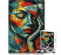 Rompecabezas de 1000 Piezas, Retrato Abstracto de Mujer con Formas geométricas, Juguete Intelectual, Juego de Aprendizaje, Educativo, Regalo de Amigo Secreto, tamaño 38x26cm