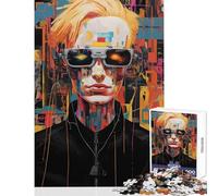 Rompecabezas de 1000 Piezas: Retrato ciberpunk con Gafas futuristas Juguete Educativo Gran Regalo para Juegos Familiares Juego con póster a Juego y Hoja de Trivia tamaño 50x75cm