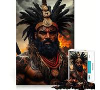 Rompecabezas de 1000 Piezas, Retrato de Guerrero Tribal, Borde, Juego cognitivo, Juego Lento, Divertido, decoración navideña (38x26cm)