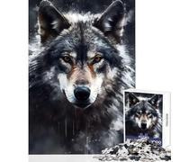 Rompecabezas de 1000 Piezas Retrato de Lobo de carbón Juguetes de decoración del hogar Gran Regalo para Juegos Juego Educativo Mejora el Amor Entre Parejas tamaño 38x52cm