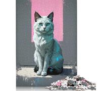 Rompecabezas de 1000 Piezas Retrato de un Gato Blanco para Rompecabezas de cartón, Juguetes educativos, Regalos navideños, 1000 Piezas (75 x 50 cm)