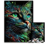 Rompecabezas de 1000 Piezas Retrato de un Hermoso Gato, Rompecabezas difícil para Adultos, Navidad, Halloween, Pascua y Año Nuevo, 26x38cm/10,23x14,96 Pulgadas.