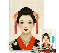 Rompecabezas de 1000 Piezas Retrato de una Geisha con Flores de Cerezo para Adolescentes, Juguete de lógica Resistente, Escape Tranquilo, Borde Transparente, Regalo de cumpleaños (38x52cm)