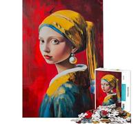 Rompecabezas de 1000 Piezas Retrato de una niña con Pendiente de Perla Rompecabezas para Adolescentes Carrera de Velocidad Manual para cumpleaños Navidad Desafío de Inteligencia Cerebral Juguetes