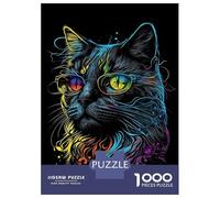 Rompecabezas De 1000 Piezas Retro Cat Art with Glasses Rompecabezas Juguetes Antiestrés Decoración De Pared Cumpleaños Y Navidad 70x50cm/1000pcs