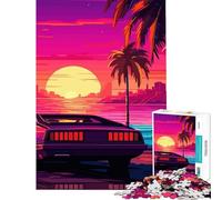 Rompecabezas de 1000 Piezas Retro Miami Neon Sunset Desafío de Inteligencia Cerebral Juguetes adictivos Juego Imposible Alivia el estrés Ideas de Regalo (Tamaño 38x26cm)