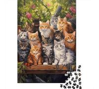 Rompecabezas de 1000 Piezas Reunión Felina y Percha de Madera, Papel Reciclado, Regalo Mujer Hombre, Juego Educativo Desafiante 38x26cm/1000pcs