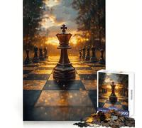 Rompecabezas de 1000 Piezas Rey de ajedrez al Atardecer para Adultos Ideal para Mejorar la Memoria,el Ocio y la relajación Un Regalo entrañable (38x52cm)