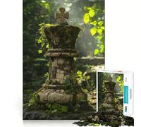 Rompecabezas de 1000 Piezas Rey de ajedrez de Piedra en el Bosque para Adultos Recall Upgrade Stress Relief Tight Cut Santa Wish Pick 38x26cm