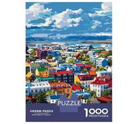 Rompecabezas De 1000 Piezas Reykjavik, Iceland Cityscape Art Rompecabezas para Adolescentes Juego De Ingenio Regalos para Mujeres Cumpleaños Y Navidad 52x38cm/1000pcs