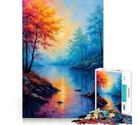 Rompecabezas de 1000 Piezas Río al Atardecer de otoño,Juego de Corte sin Costuras,Juego Creativo,Juguete,Juego Casual,Ocio navideño,Arte (38x52cm)