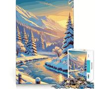 Rompecabezas de 1000 Piezas Río de Montaña Nevada para Adultos Juguete para ejercitar la Mente Imagen Suave y Relajante para armar Un Regalo Encantador (50x75cm)