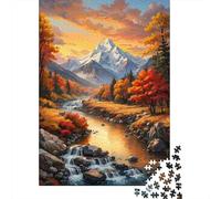 Rompecabezas de 1000 Piezas Río Montaña Follaje Otoñal, Papel Reciclado Regalo Hombre Mujer Nivel Difícil 38x26cm/1000pcs