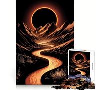 Rompecabezas de 1000 Piezas Río Naranja a través de Las montañas con Eclipse para Adultos Ideal para Mejorar la Memoria Un pasatiempo Relajante Corte Firme Fiestas (38x26cm)