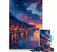 Rompecabezas de 1000 Piezas Río Nocturno para Adolescentes Juego Inteligente de Rompecabezas Tiempo de Aprendizaje Imagen para armar Regalo Encantador (38x26cm)