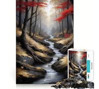 Rompecabezas de 1000 Piezas Río otoñal a través de un Paisaje Forestal,Juego de Corte sin Costuras,Juego Creativo,Juguete,Juego Casual,Navidad,Ocio,Arte (38x52cm)