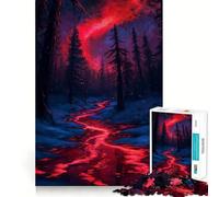 Rompecabezas de 1000 Piezas Río Rojo en un Bosque Nevado para Adolescentes, Juguete de lógica Resistente, Tiempo Sereno, Borde Transparente, Regalo Creativo (38x52cm)